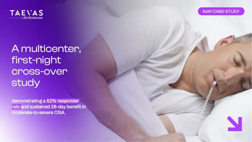 A multicenter, first-night cross-over study demonstrating a 52% responder rate and sustained 28-day benefit in moderate-to-severe OSA